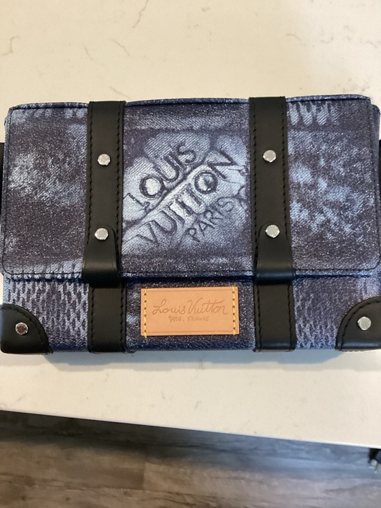Louis Vuitton Other - Louis Vuitton Trunk Slingbag in blue Damier Salt canvas with black leather trim